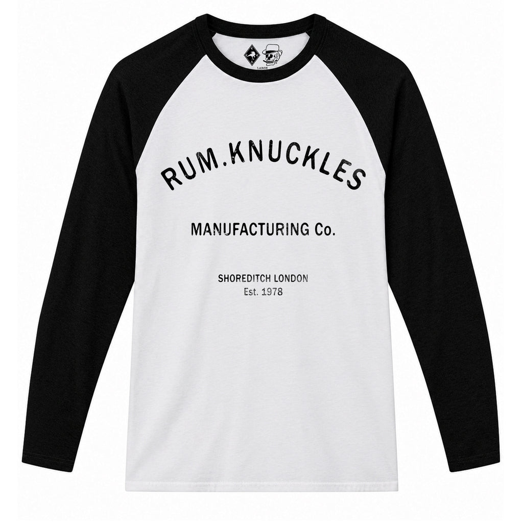 RUM KNUCKLES RK MANUFACTURING Baseball Tee - White/Black - front