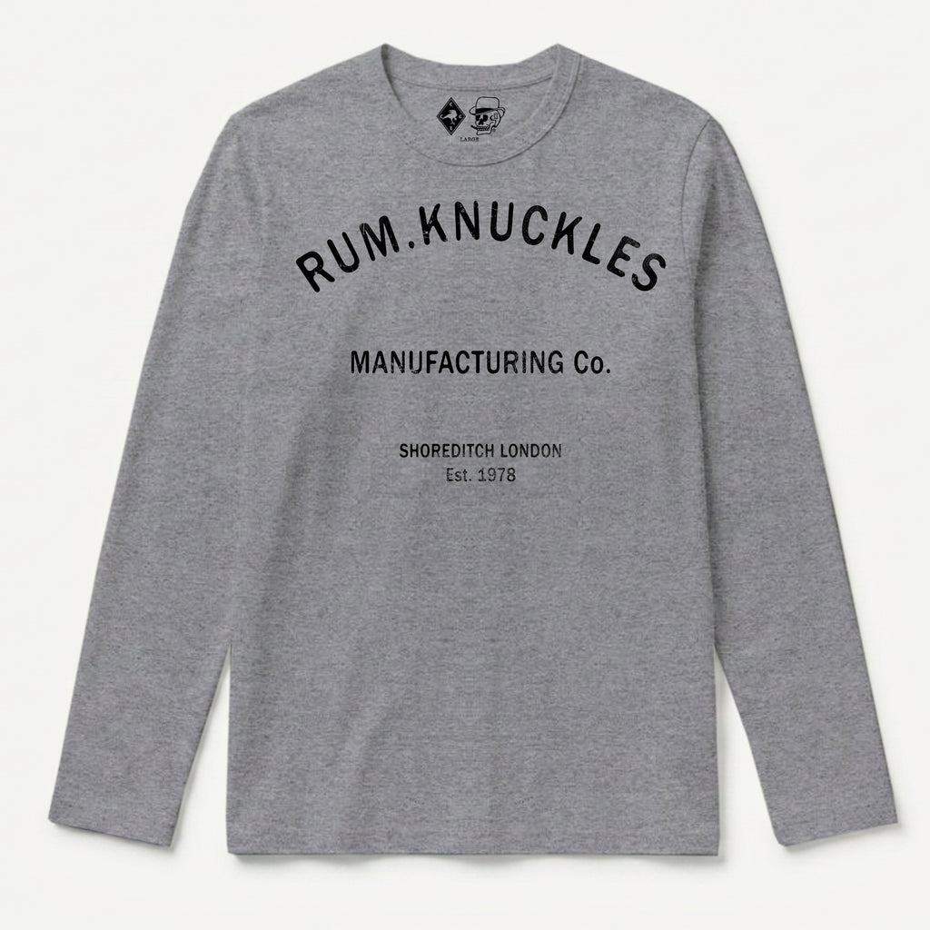 RUM KNUCKLES RK MANUFACTURING Long Sleeve Tee - Heather Grey - front