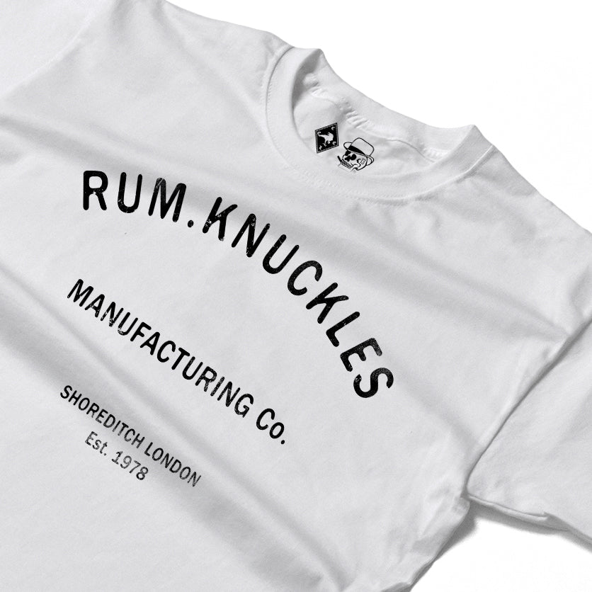 RUM KNUCKLES RK MANUFACTURING Long Sleeve Tee - White - detail