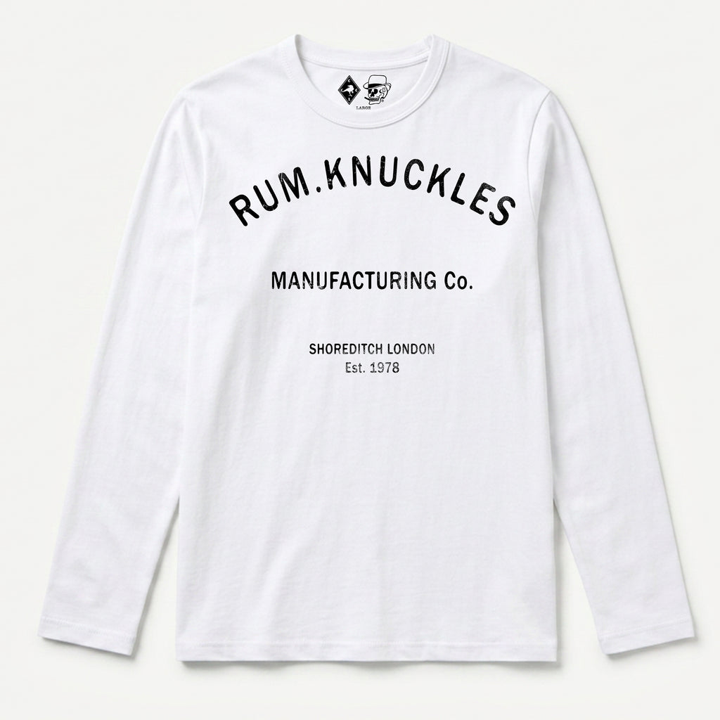 RUM KNUCKLES RK MANUFACTURING Long Sleeve Tee - White - front