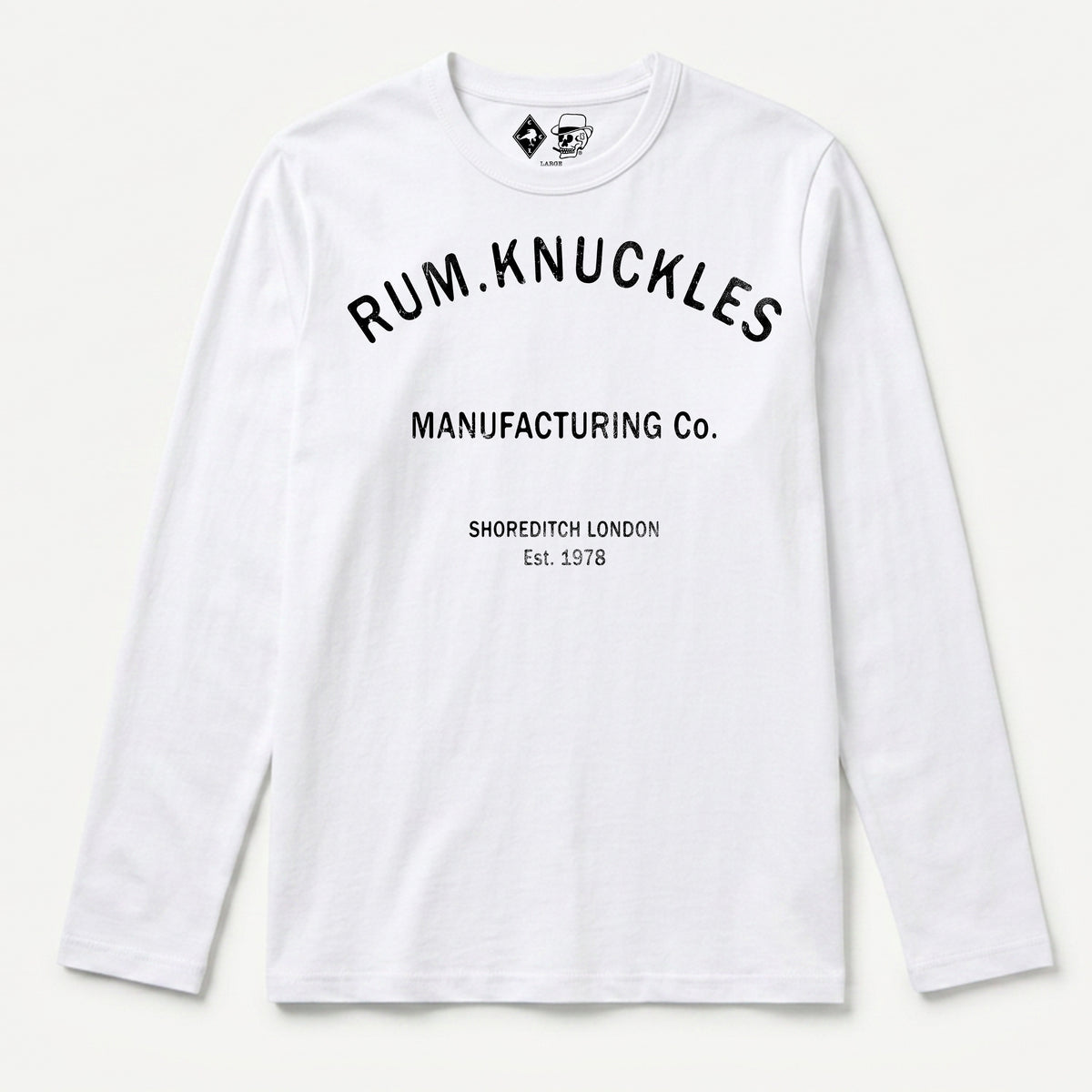 RUM KNUCKLES RK MANUFACTURING Long Sleeve Tee - White - front