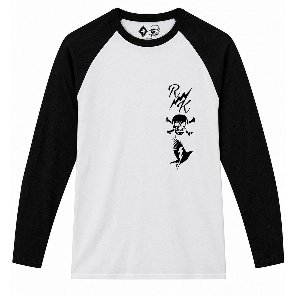 RUM KNUCKLES RK TOTEM Baseball Tee - White/Black - front