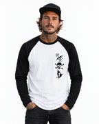 RUM KNUCKLES RK TOTEM Baseball Tee - White/Black - model front