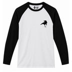 RUM KNUCKLES RAVEN CORVUS Baseball Tee - White/Black - front