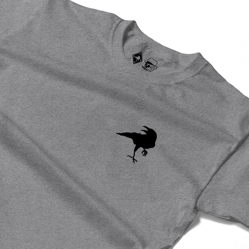 RUM KNUCKLES RAVEN CORVUS Long Sleeve Tee - Heather Grey - detail