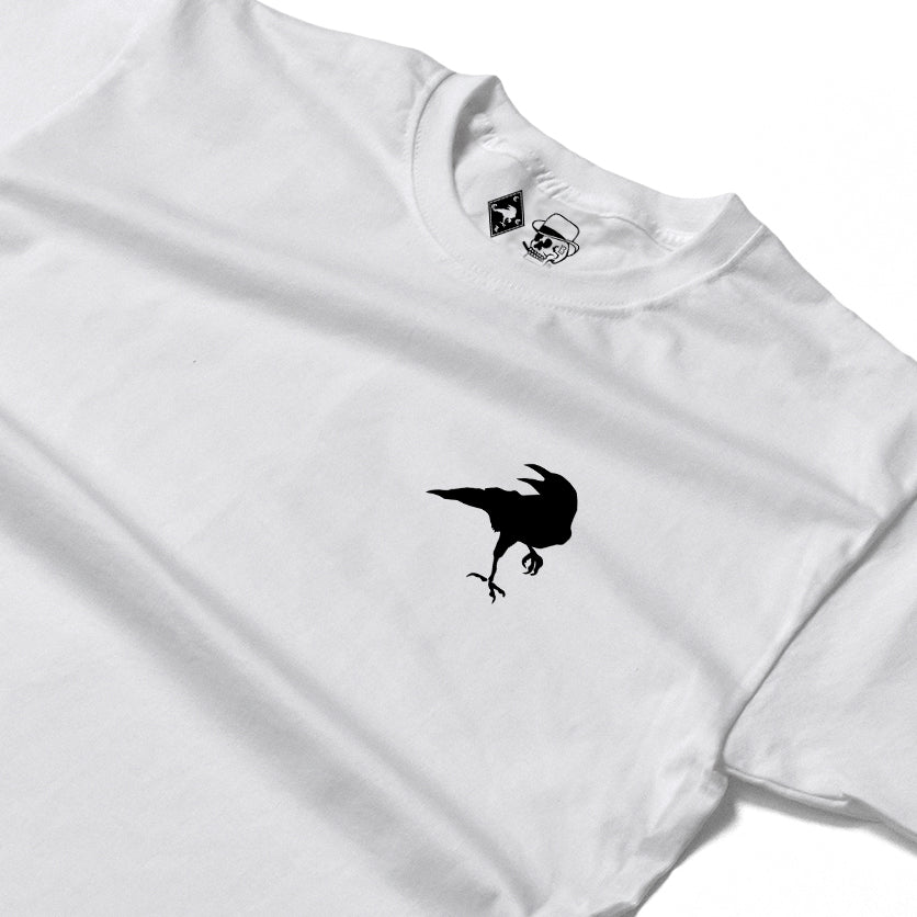 RUM KNUCKLES RAVEN CORVUS Long Sleeve Tee - White - detail