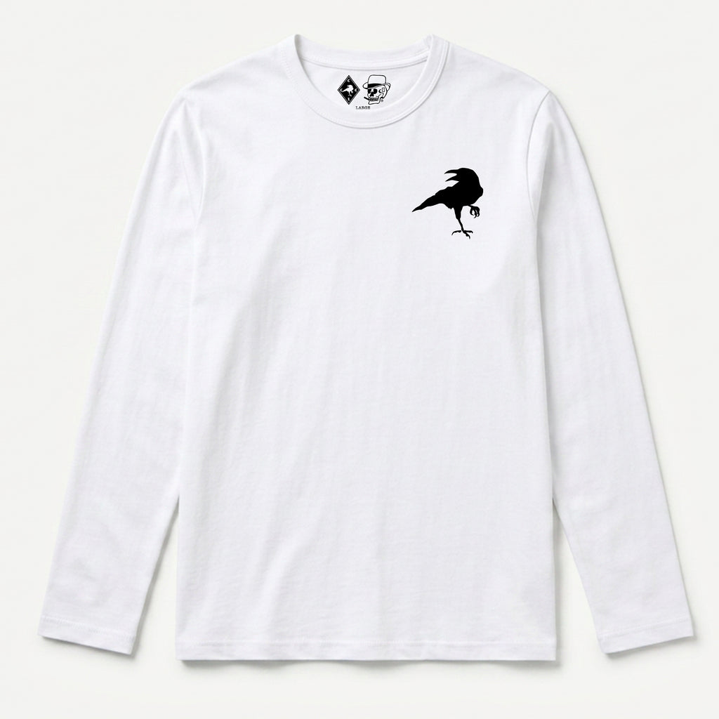 RUM KNUCKLES RAVEN CORVUS Long Sleeve Tee - White - front