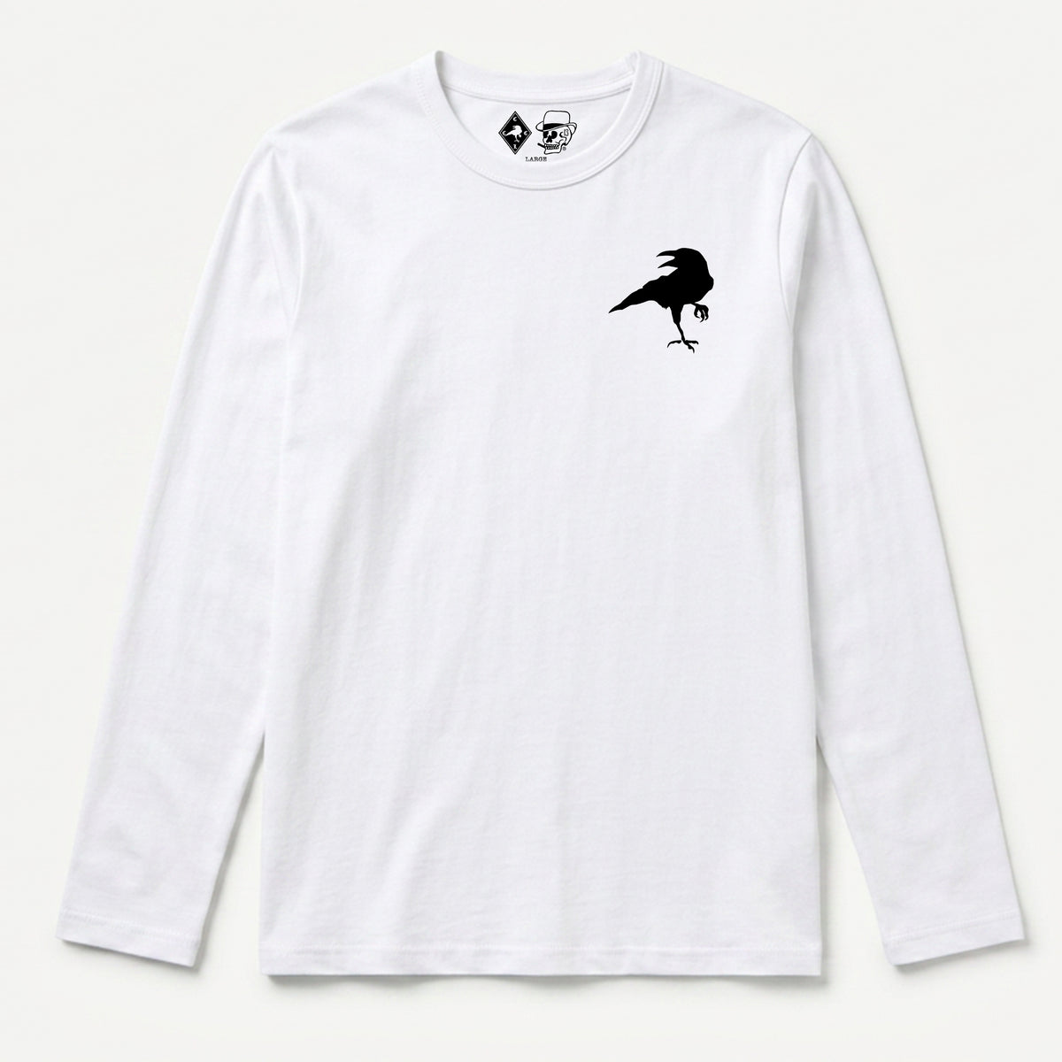 RUM KNUCKLES RAVEN CORVUS Long Sleeve Tee - White - front
