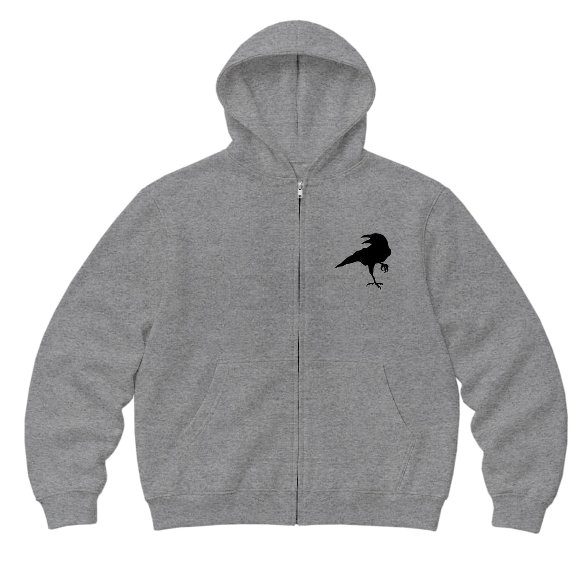 RUM KNUCKLES RAVEN CORVUS Zip Hoodie - Heather Grey - front