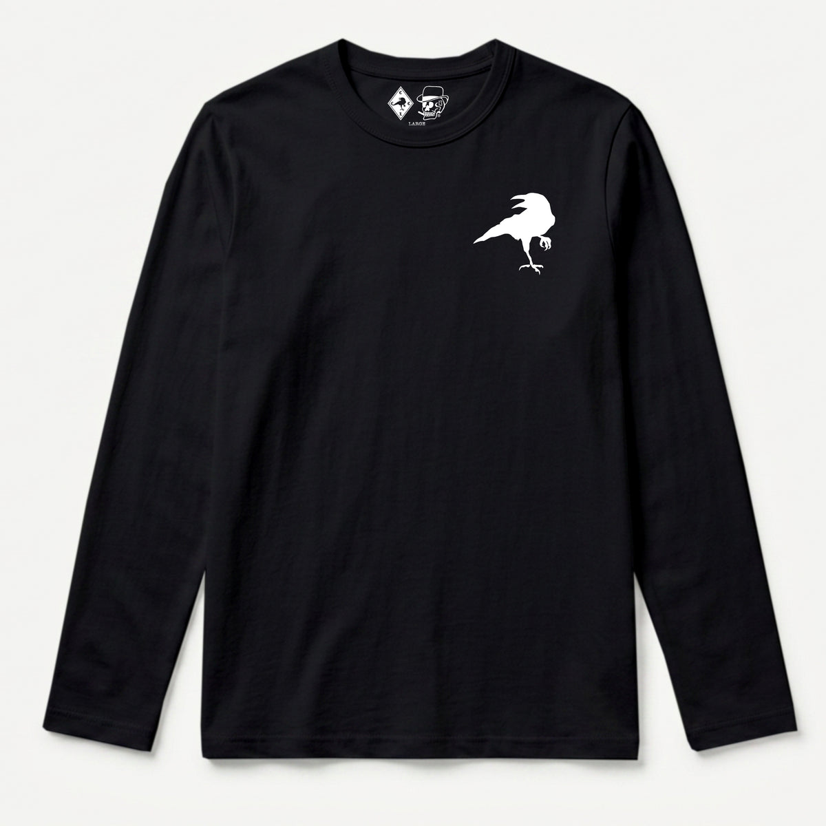 RUM KNUCKLES RAVEN CORVUS Long Sleeve Tee - Black - front