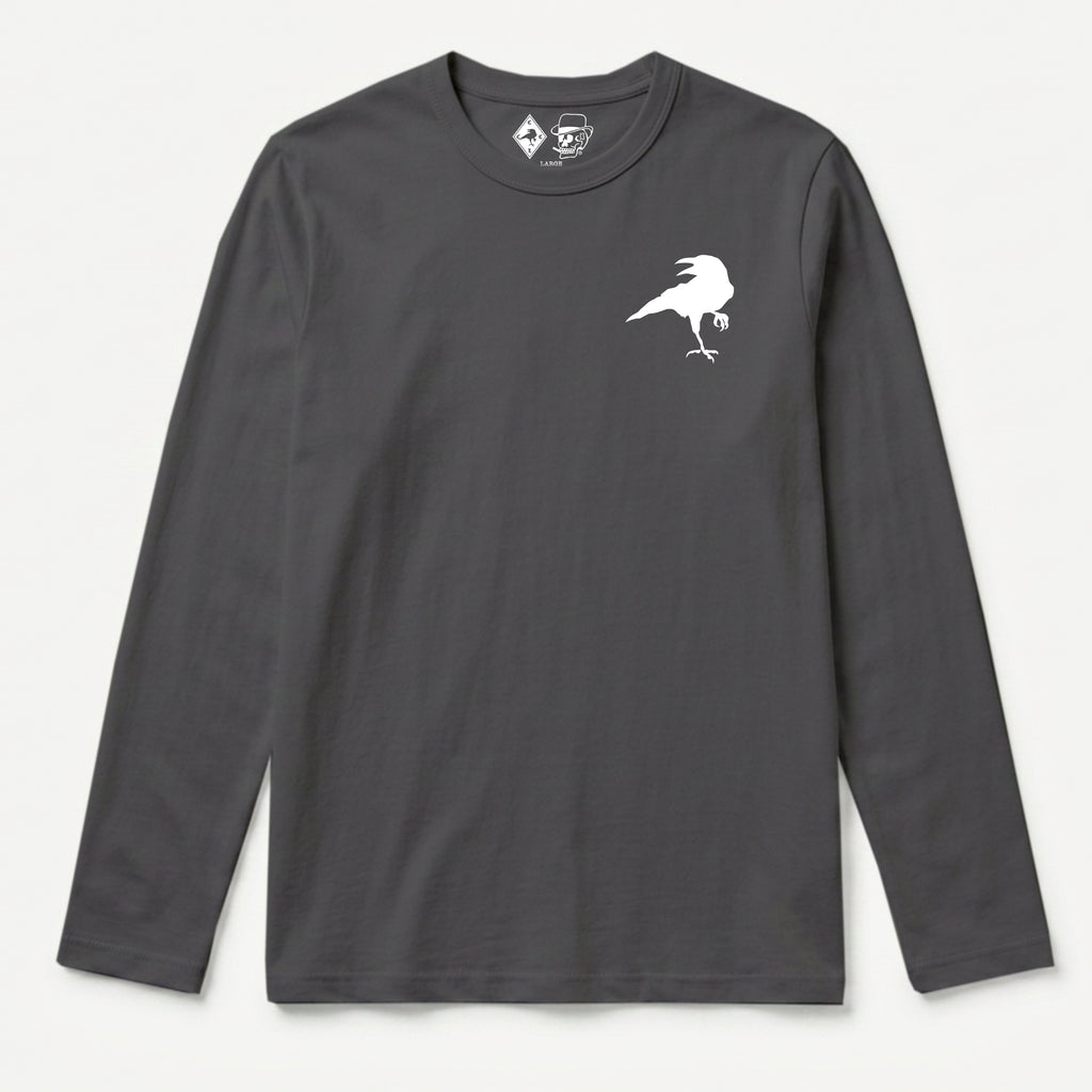 RUM KNUCKLES RAVEN CORVUS Long Sleeve Tee - Charcoal - front