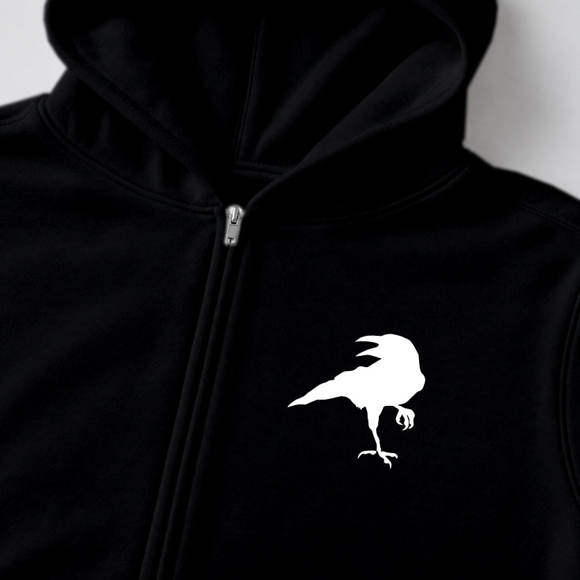 RUM KNUCKLES RAVEN CORVUS Zip Hoodie - Black - detail