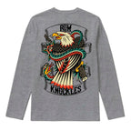 RUM KNUCKLES EAGLE V SNAKE Long Sleeve Tee - Heather Grey - back