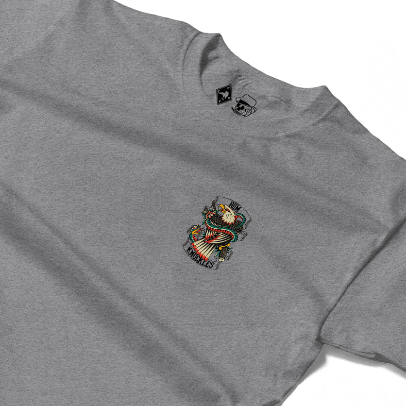 RUM KNUCKLES EAGLE V SNAKE Long Sleeve Tee - Heather Grey - detail