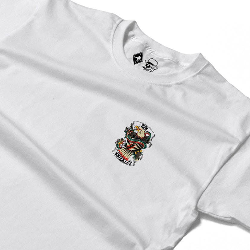 RUM KNUCKLES EAGLE V SNAKE Long Sleeve Tee - White - detail
