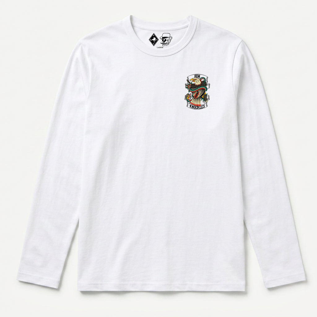 RUM KNUCKLES EAGLE V SNAKE Long Sleeve Tee - White - front