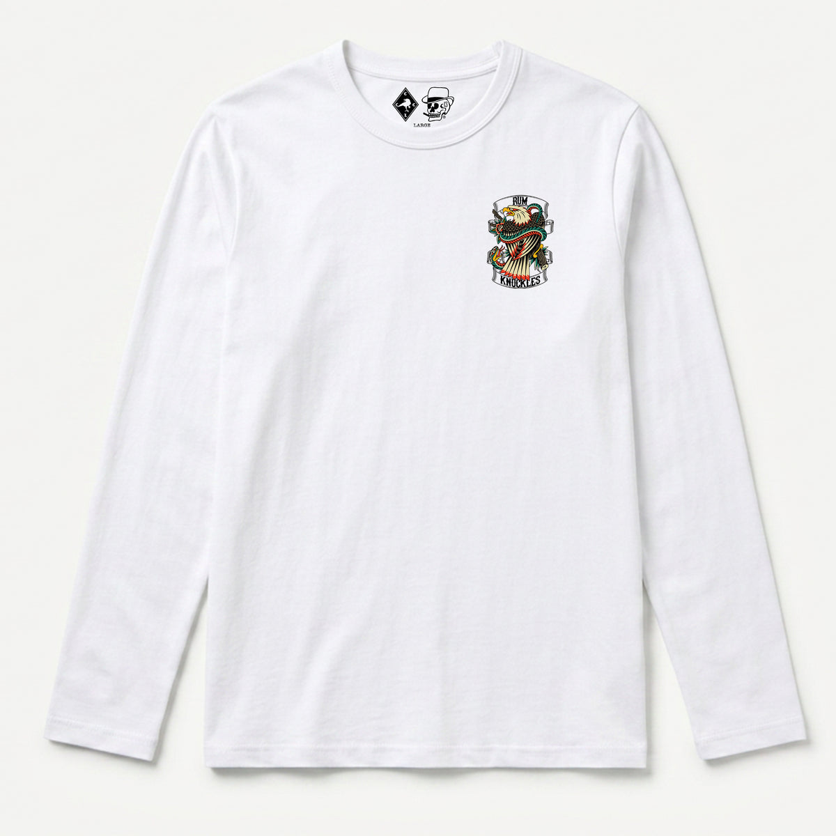 RUM KNUCKLES EAGLE V SNAKE Long Sleeve Tee - White - front