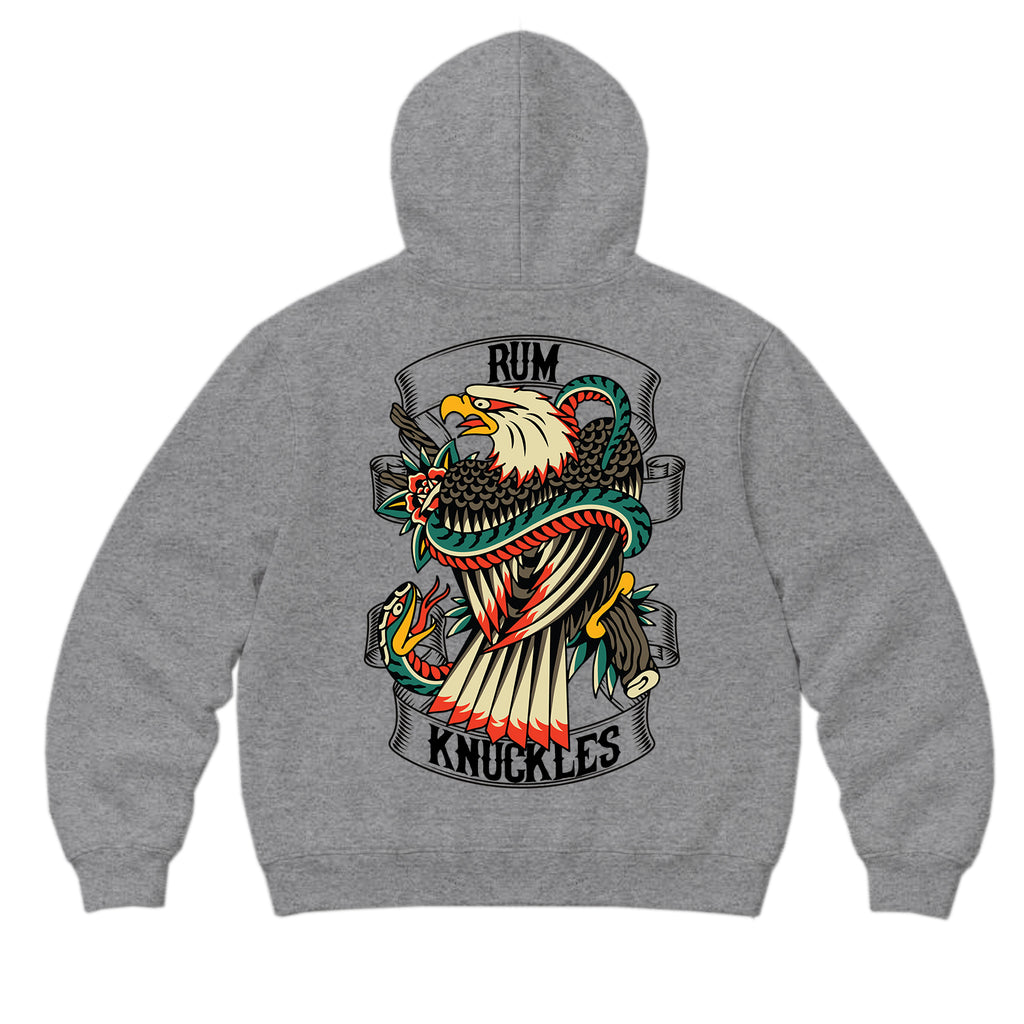 RUM KNUCKLES EAGLE V SNAKE Zip Hoodie - Heather Grey - back