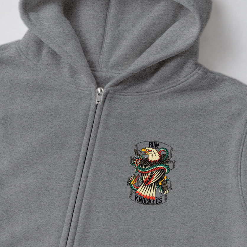 RUM KNUCKLES EAGLE V SNAKE Zip Hoodie - Heather Grey - detail