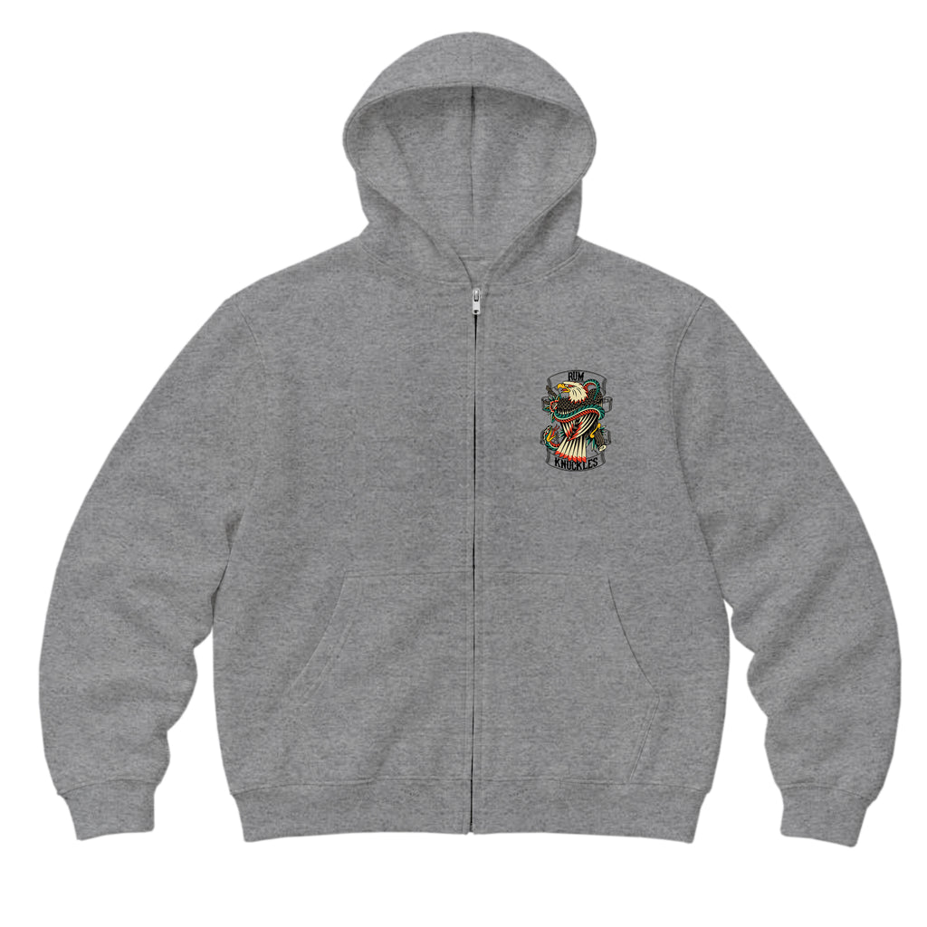 RUM KNUCKLES EAGLE V SNAKE Zip Hoodie - Heather Grey - front