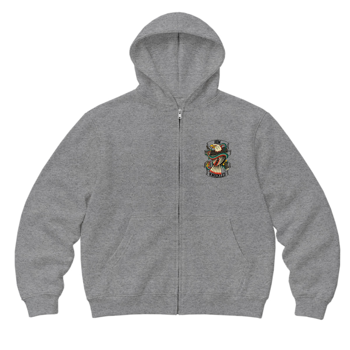 RUM KNUCKLES EAGLE V SNAKE Zip Hoodie - Heather Grey - front