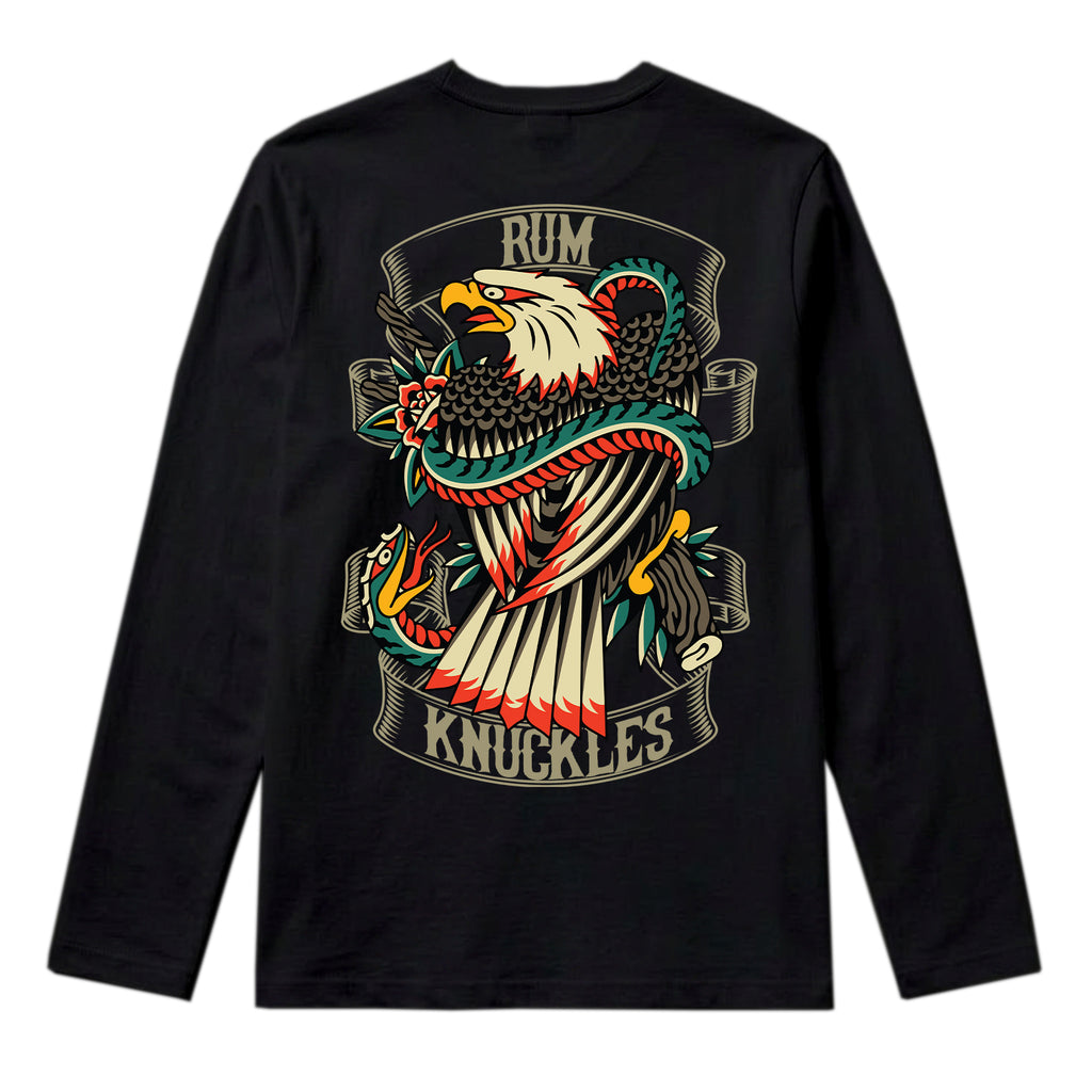 RUM KNUCKLES EAGLE V SNAKE Long Sleeve Tee - Black - back