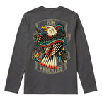 RUM KNUCKLES EAGLE V SNAKE Long Sleeve Tee - Charcoal - back
