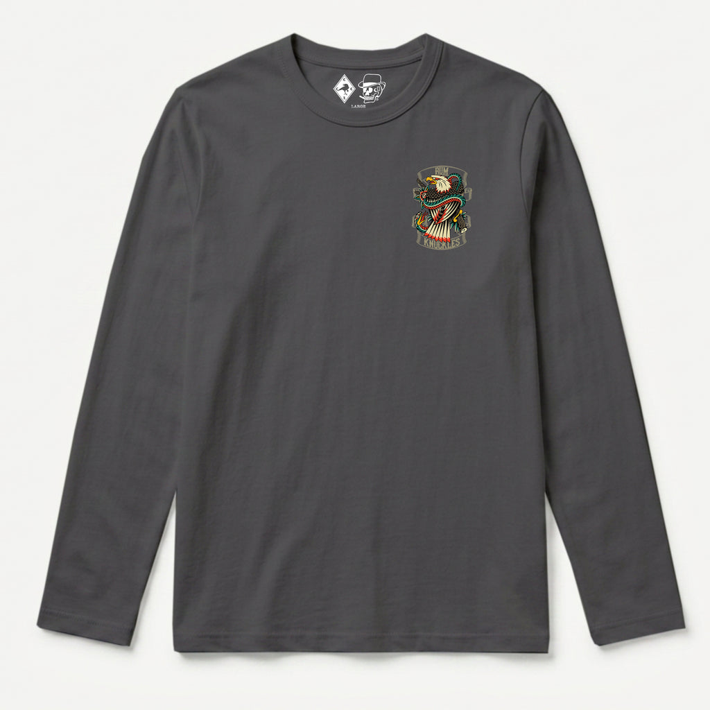 RUM KNUCKLES EAGLE V SNAKE Long Sleeve Tee - Charcoal - front