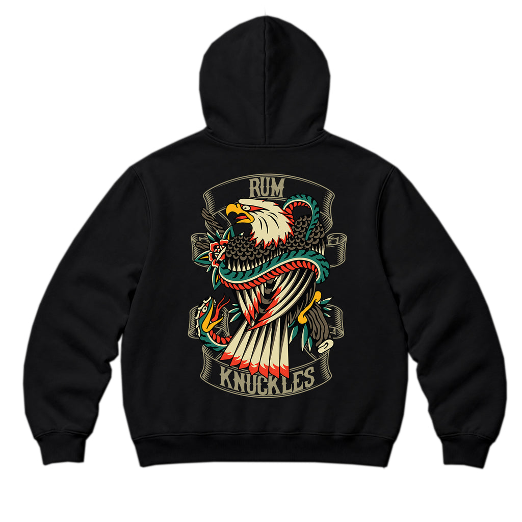 RUM KNUCKLES EAGLE V SNAKE Zip Hoodie - Black - back