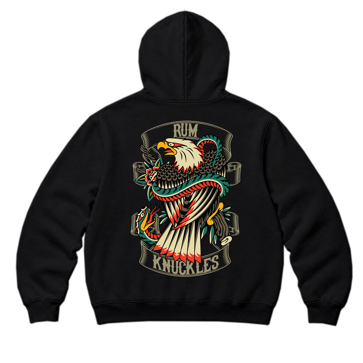 RUM KNUCKLES EAGLE V SNAKE Zip Hoodie - Black - back