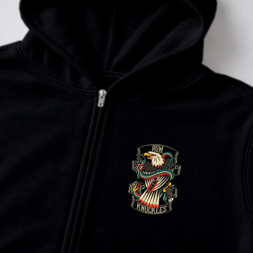 RUM KNUCKLES EAGLE V SNAKE Zip Hoodie - Black - detail