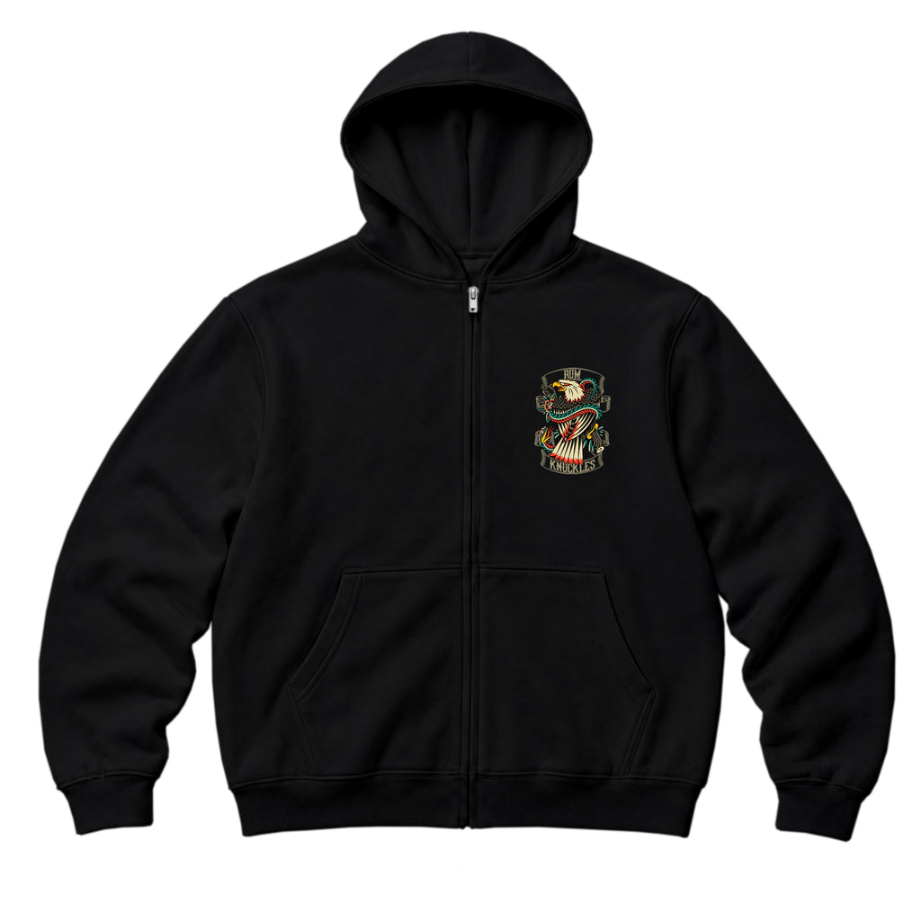 RUM KNUCKLES EAGLE V SNAKE Zip Hoodie - Black - front
