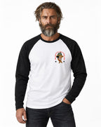 RUM KNUCKLES GUNSLINGER Baseball Tee - White/Black - model front