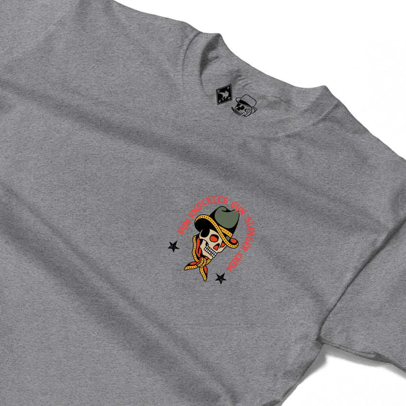 RUM KNUCKLES GUNSLINGER Long Sleeve Tee - Heather Grey - detail