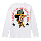 RUM KNUCKLES GUNSLINGER Long Sleeve Tee - White - back