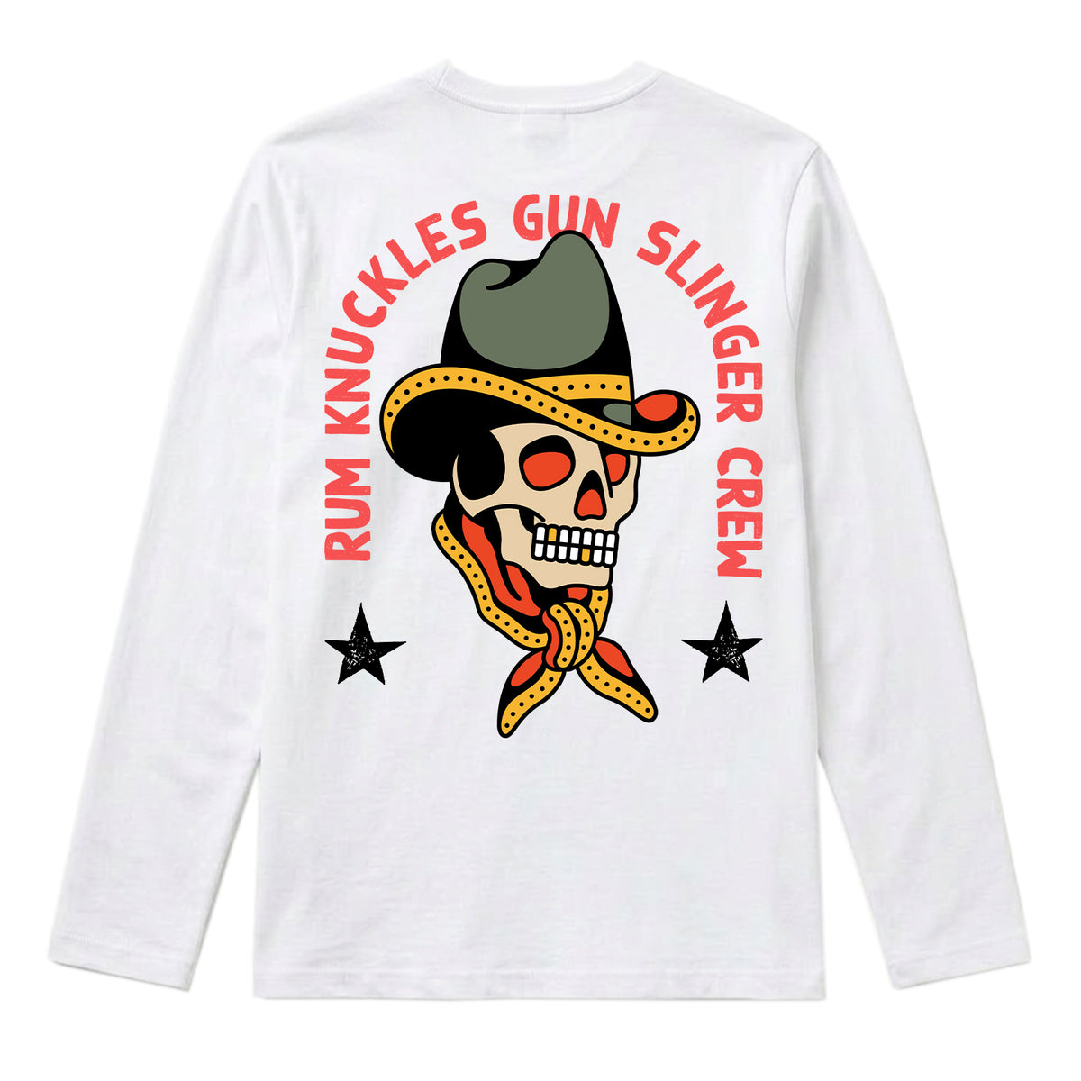 RUM KNUCKLES GUNSLINGER Long Sleeve Tee - White - back
