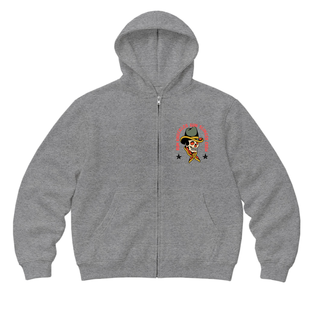 RUM KNUCKLES GUNSLINGER Zip Hoodie - Heather Grey - front