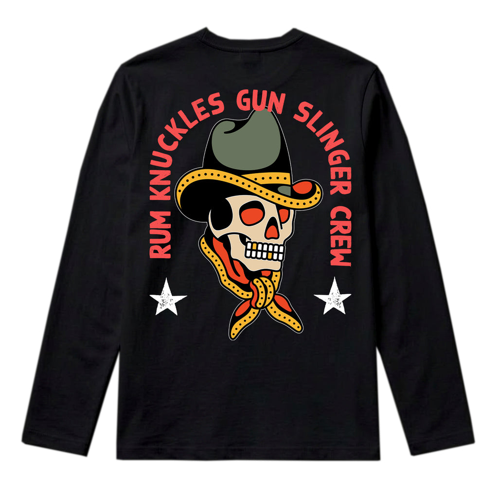 RUM KNUCKLES GUNSLINGER Long Sleeve Tee - Black - back