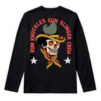 RUM KNUCKLES GUNSLINGER Long Sleeve Tee - Black - back