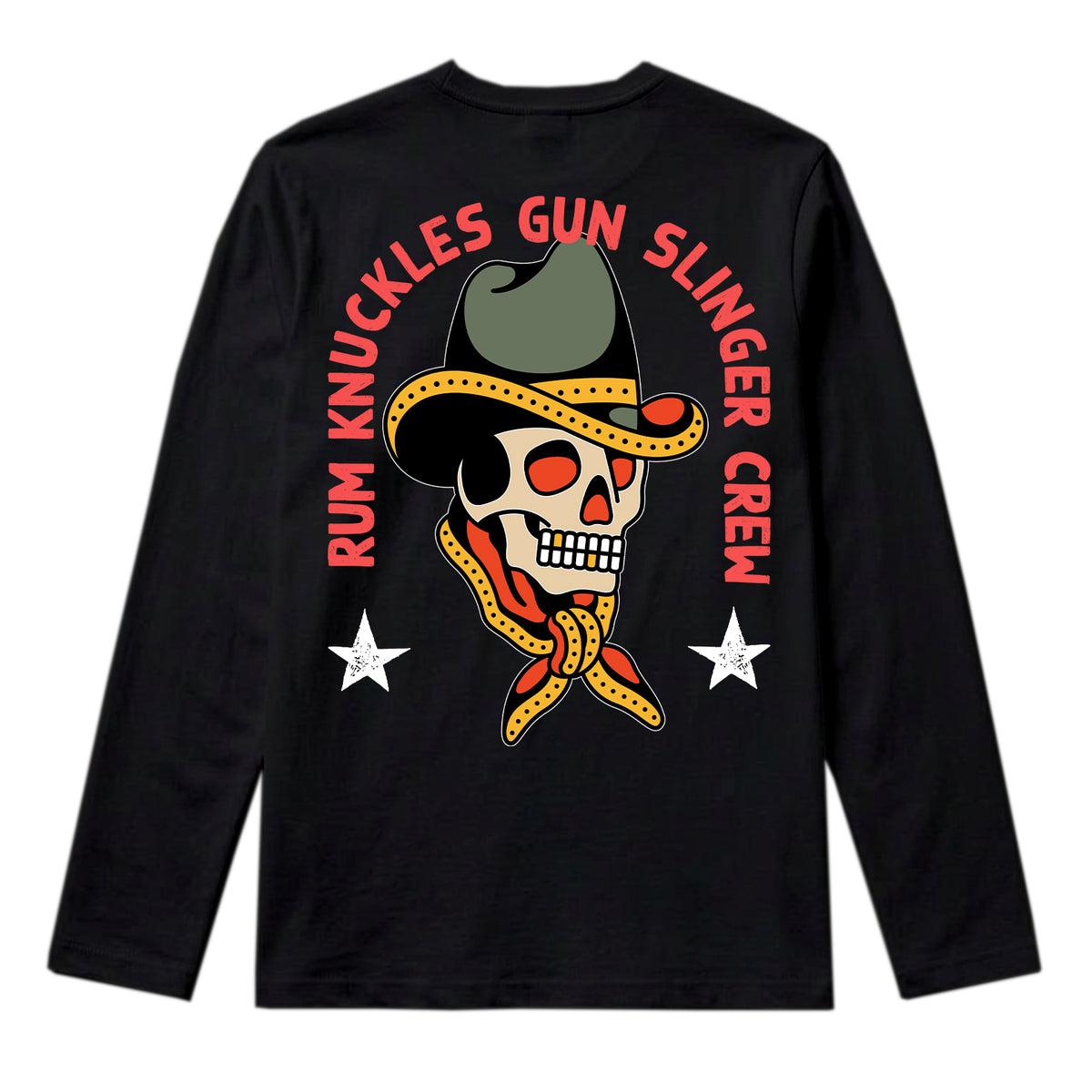 RUM KNUCKLES GUNSLINGER Long Sleeve Tee - Black - back