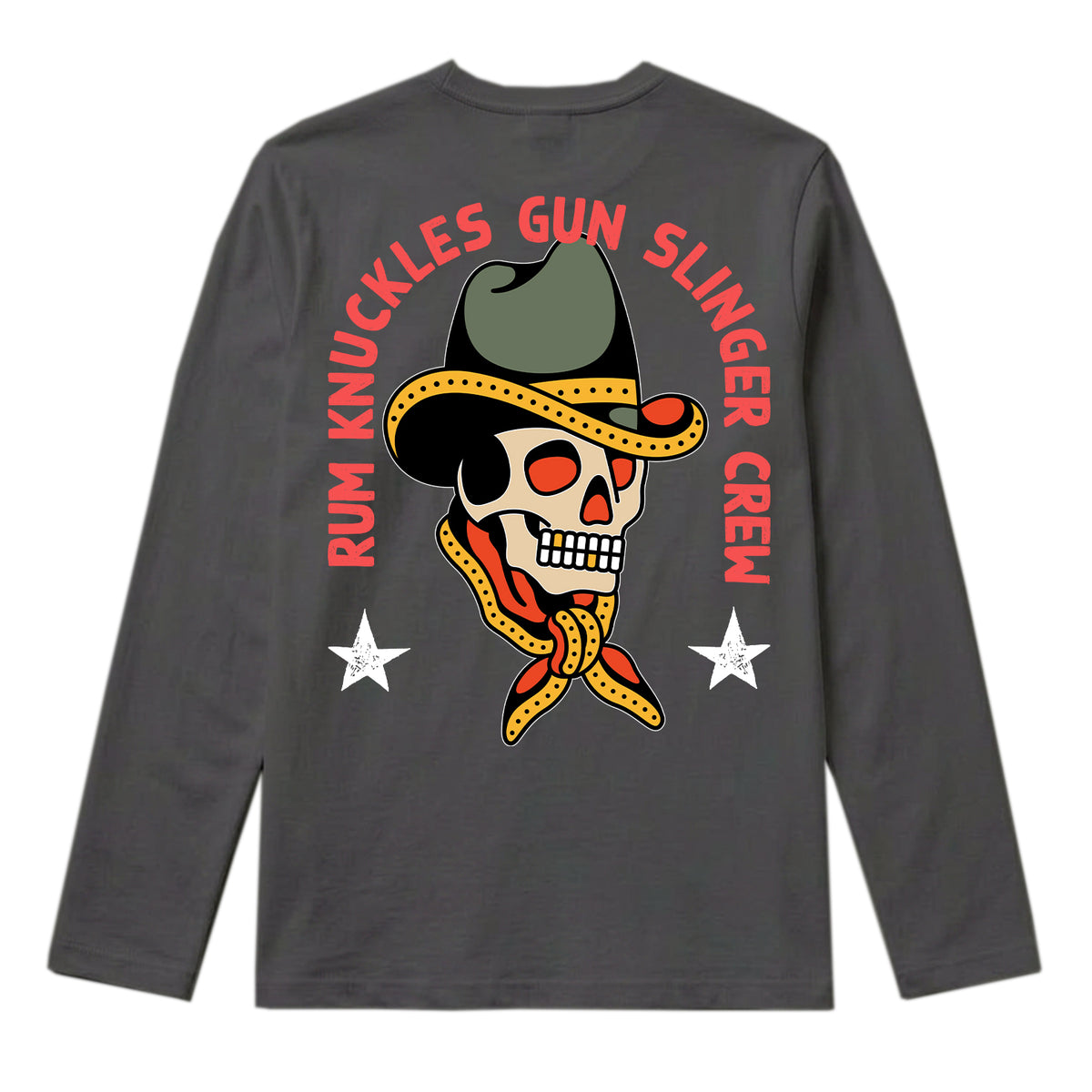 RUM KNUCKLES GUNSLINGER Long Sleeve Tee - Charcoal - back