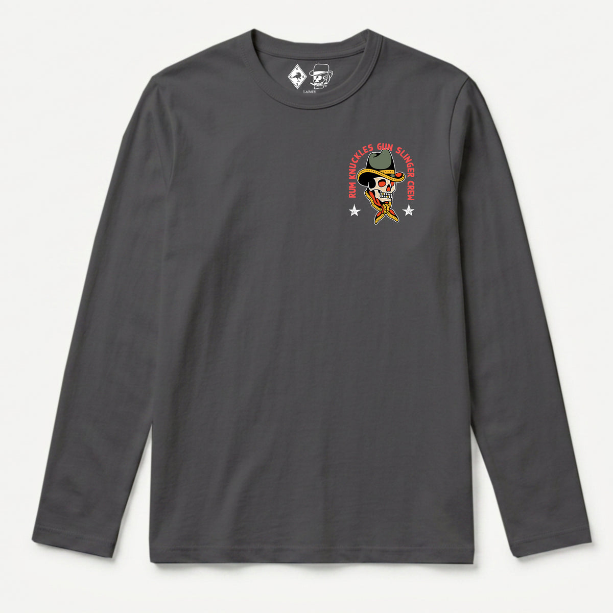 RUM KNUCKLES GUNSLINGER Long Sleeve Tee - Charcoal - front