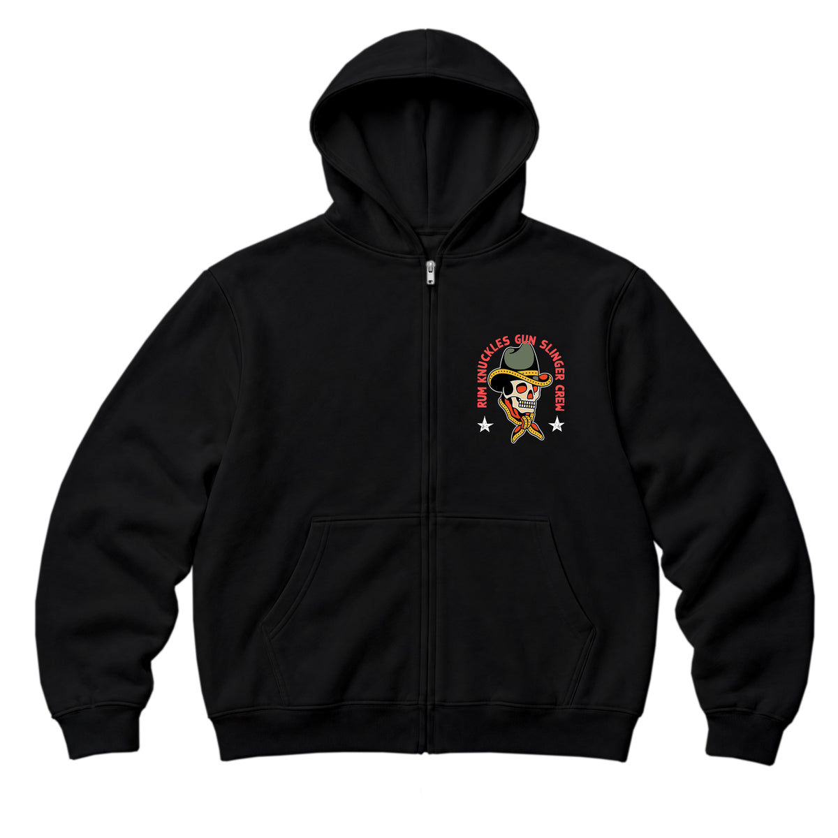 RUM KNUCKLES GUNSLINGER Zip Hoodie - Black - front