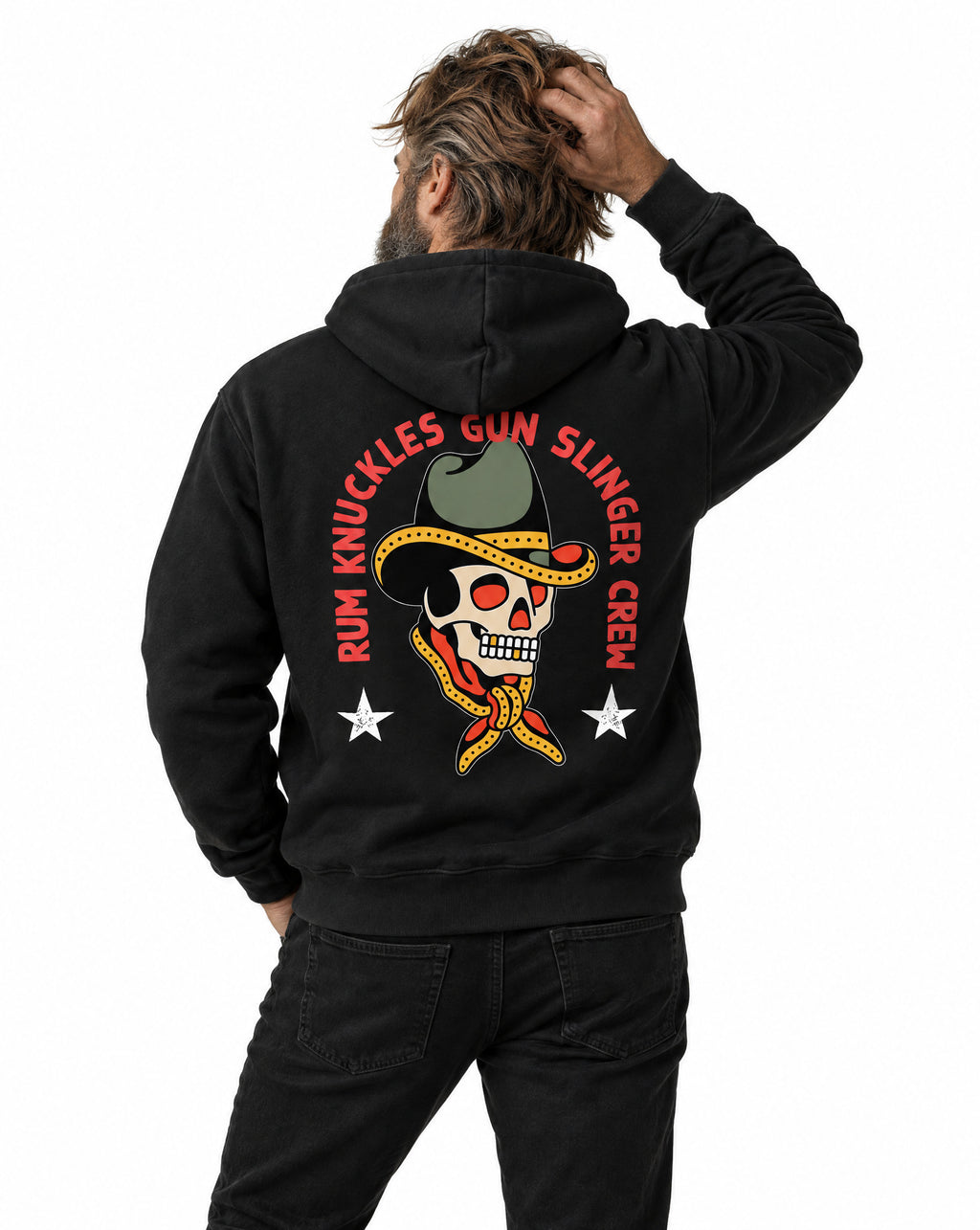RUM KNUCKLES GUNSLINGER Zip Hoodie - Black - model back