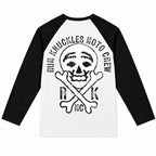 RUM KNUCKLES RK MOTO CREW Baseball Tee - White/Black - back