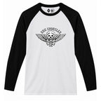 RUM KNUCKLES RK MOTO CREW Baseball Tee - White/Black - front