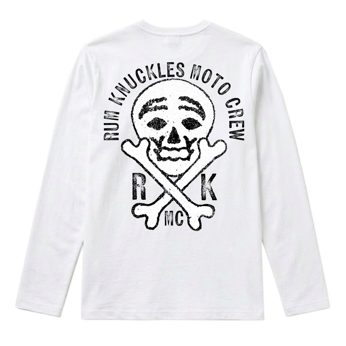 RUM KNUCKLES RK MOTO CREW Long Sleeve Tee - White - back