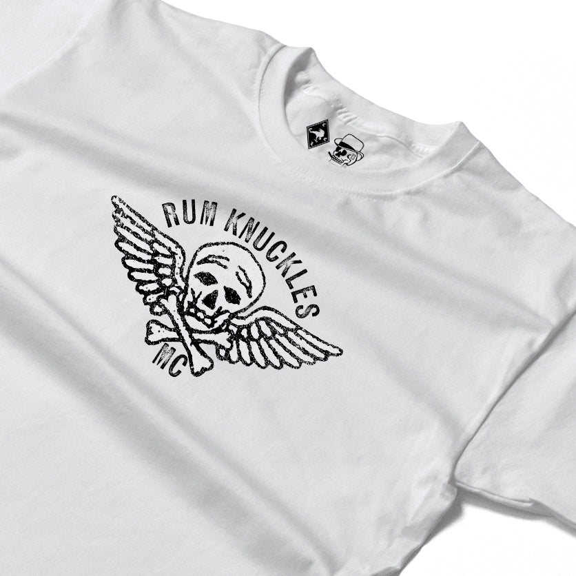 RUM KNUCKLES RK MOTO CREW Long Sleeve Tee - White - detail