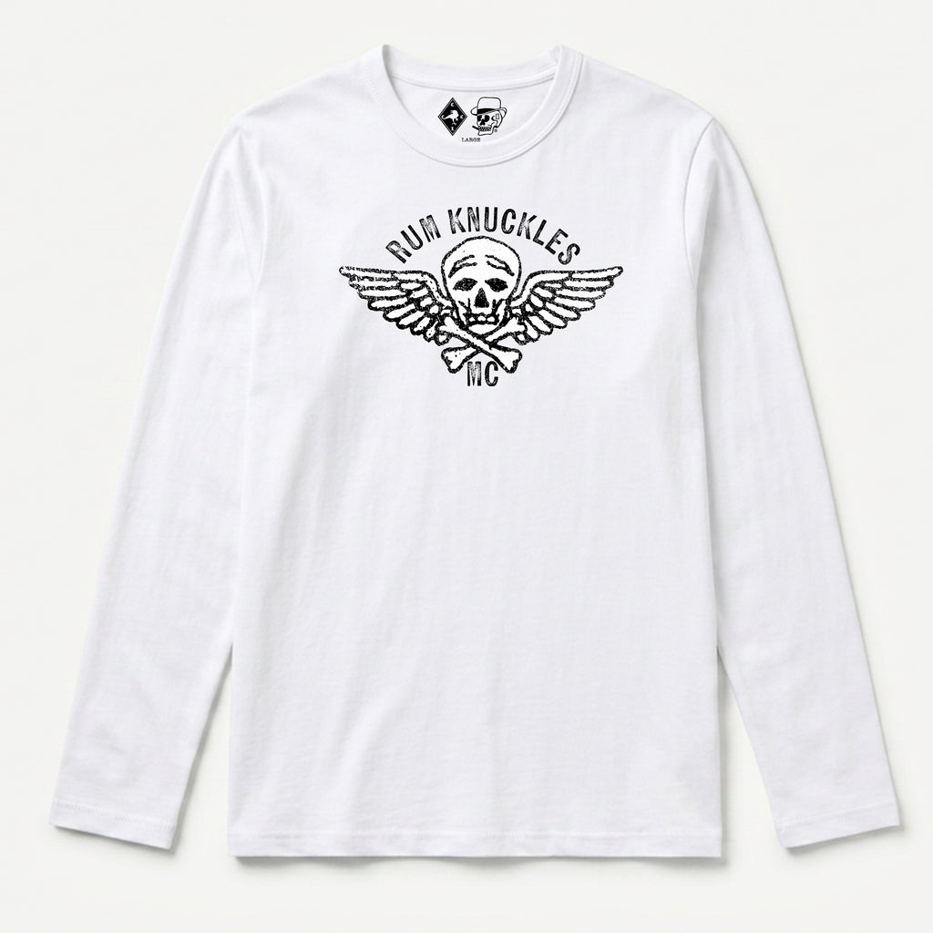 RUM KNUCKLES RK MOTO CREW Long Sleeve Tee - White - front