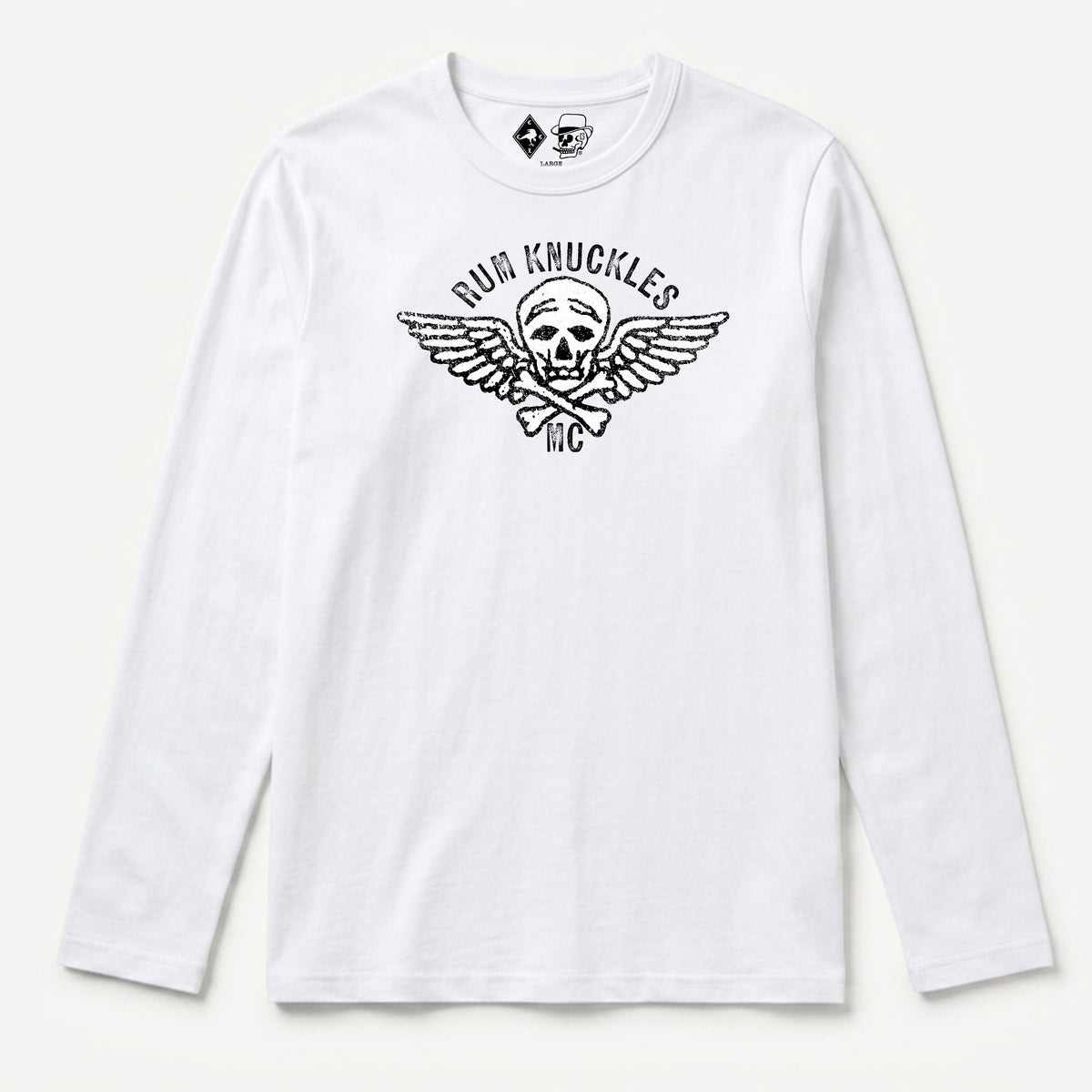 RUM KNUCKLES RK MOTO CREW Long Sleeve Tee - White - front